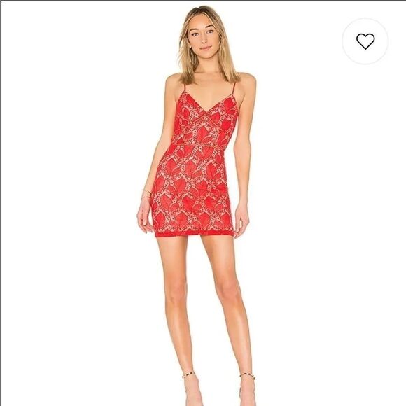 Dresses & Skirts - NWOT Red Lace Mini Dress Revolve